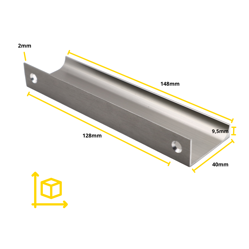 Profil rukojeti Edge Grip 128 mm (celková délka 148 mm) - kartáčovaná ocel (4) – Furnica