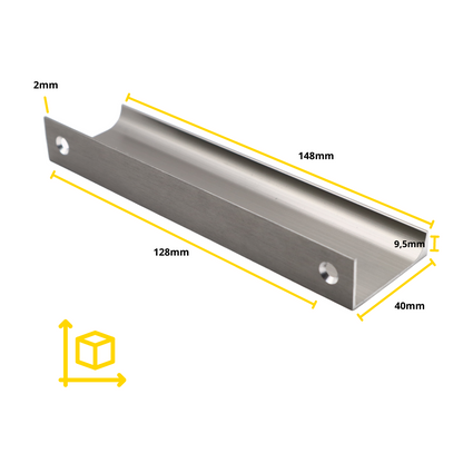 Profil rukojeti Edge Grip 128 mm (celková délka 148 mm) - kartáčovaná ocel (4) – Furnica
