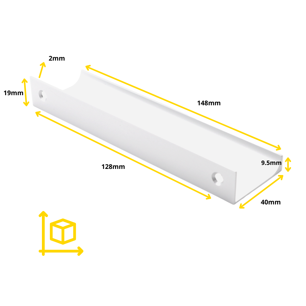 Profil rukojeti Edge Grip 128 mm (celková délka 148 mm) - bílá