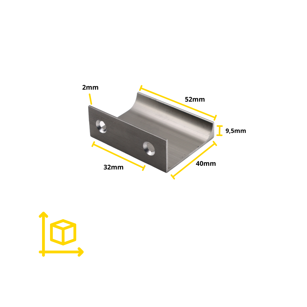 Profil rukojeti Edge Grip 32 mm (celková délka 52 mm) - kartáčovaná ocel (4) – Furnica