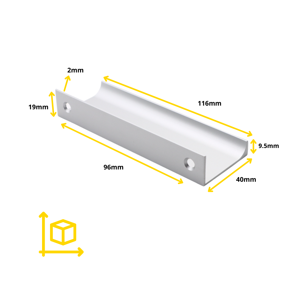 Profil rukojeti Edge Grip 96 mm (celková délka 116 mm) - Hliník (4) – Furnica