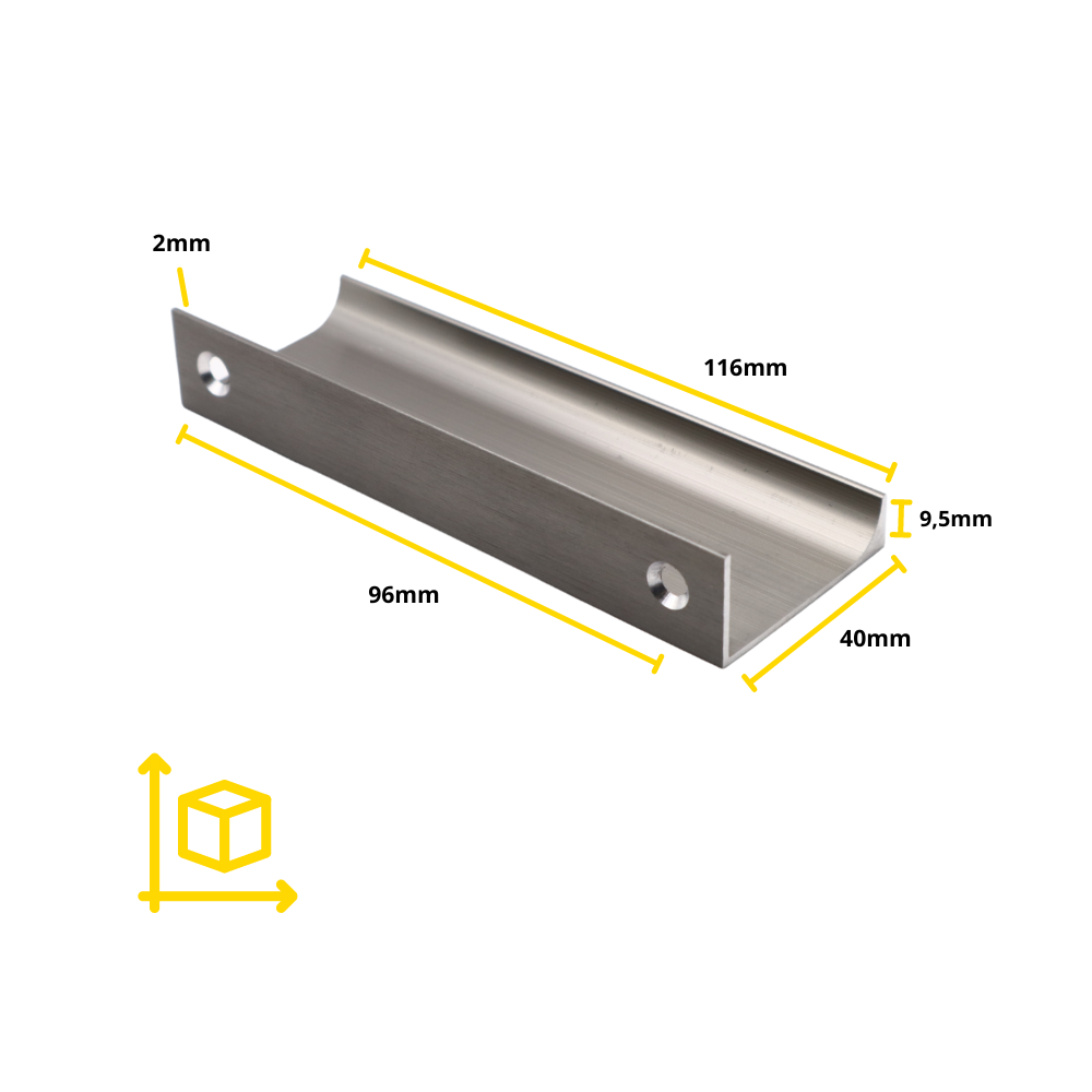 Profil rukojeti Edge Grip 96 mm (celková délka 116 mm) - kartáčovaná ocel (4) – Furnica