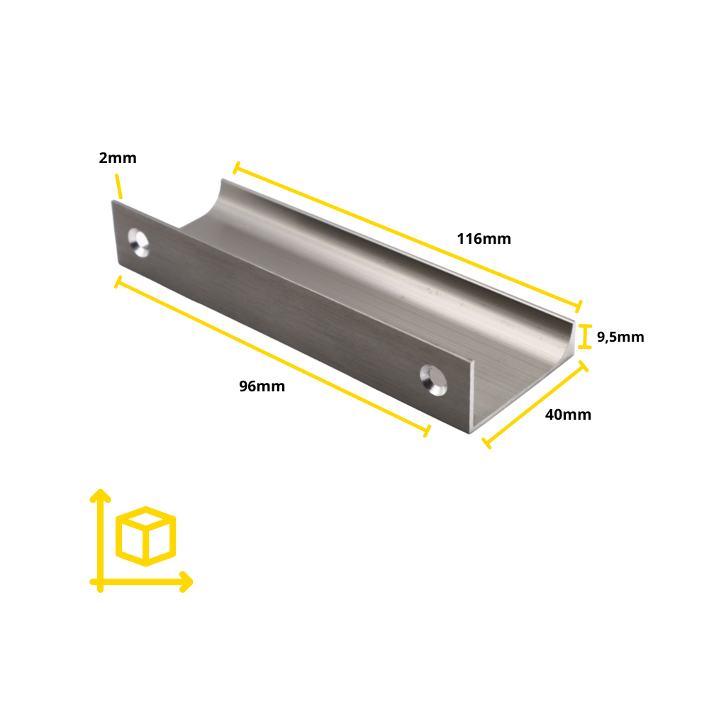 Profil rukojeti Edge Grip 96 mm (celková délka 116 mm) - kartáčovaná ocel