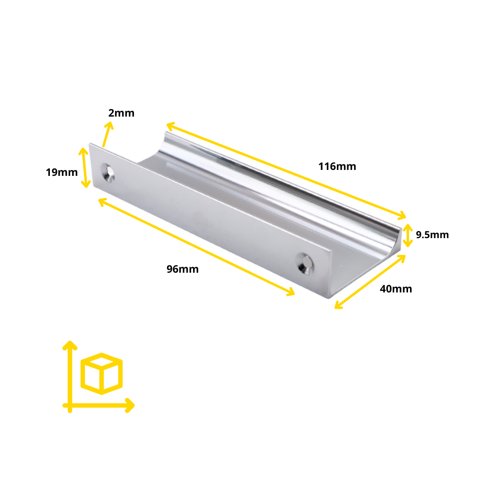 Profilová rukojeť Edge Grip o délce 96 mm (celková délka 116 mm) - chromovaná. (4) – Furnica