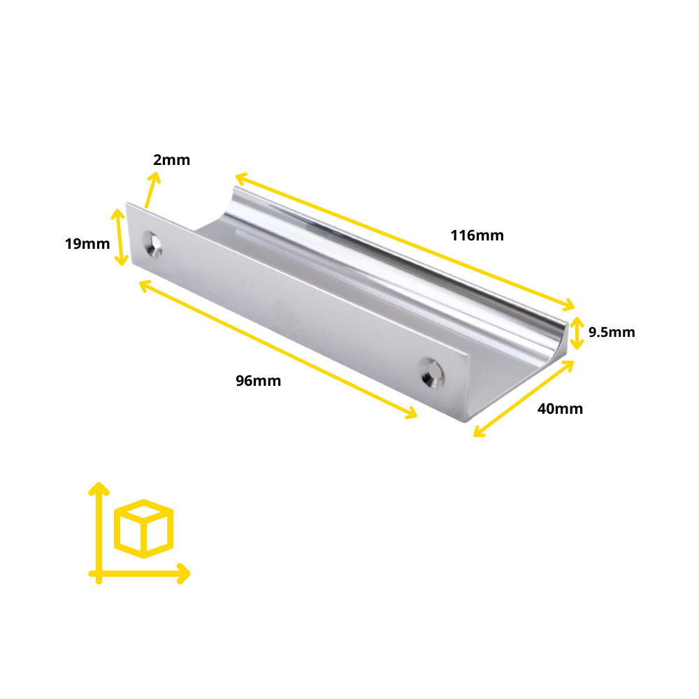 Profilová rukojeť Edge Grip o délce 96 mm (celková délka 116 mm) - chromovaná.