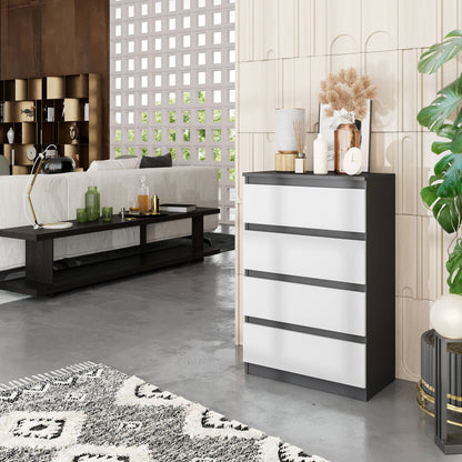 GABRIEL - Komoda se 4 šuplíky - Skříň na oblečení do ložnice - Antracit / Bílá matná - H92cm Š60cm D33cm (4)