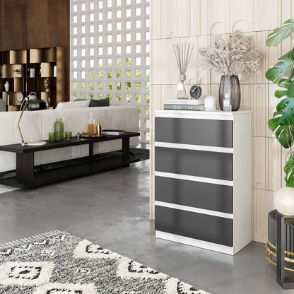 GABRIEL - Komoda se 4 šuplíky - Skříň na oblečení do ložnice - Bílá matná / Antracit - H92cm Š60cm D33cm (4)