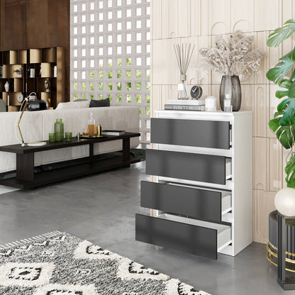 GABRIEL - Komoda se 4 šuplíky - Skříň na oblečení do ložnice - Bílá matná / Antracit - H92cm Š60cm D33cm (5)