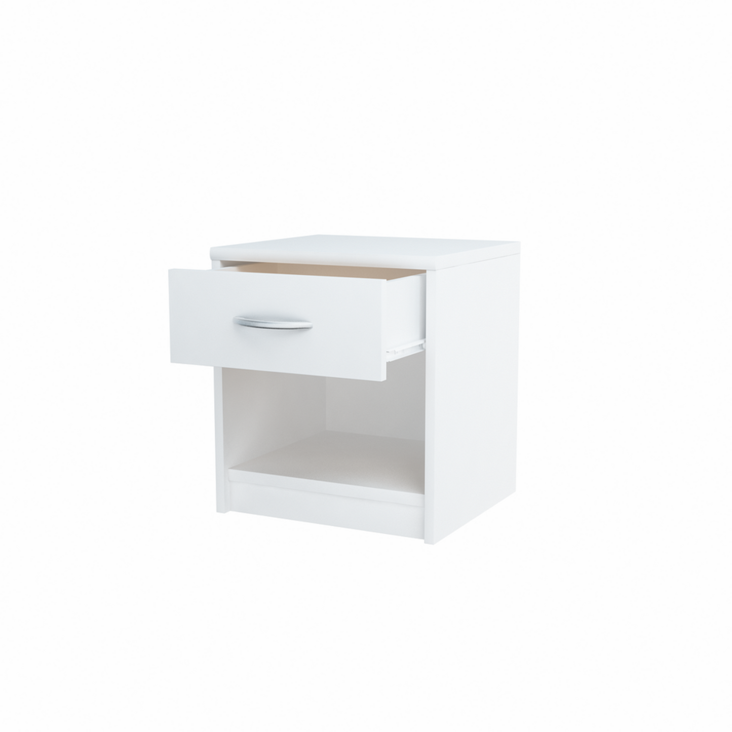 JULIA - Noční stolek - Stolík vedle postele s 1 šuplíkem - Bílý matný povrch H45cm Š39cm D35cm