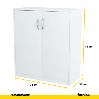 JULIA - Skříňka s policemi - 2 dveře - bílý matný povrch H85cm Š74cm H35cm