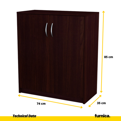 JULIA - Skříňka s policemi - 2 dveře - Wenge H85cm W74cm D35cm