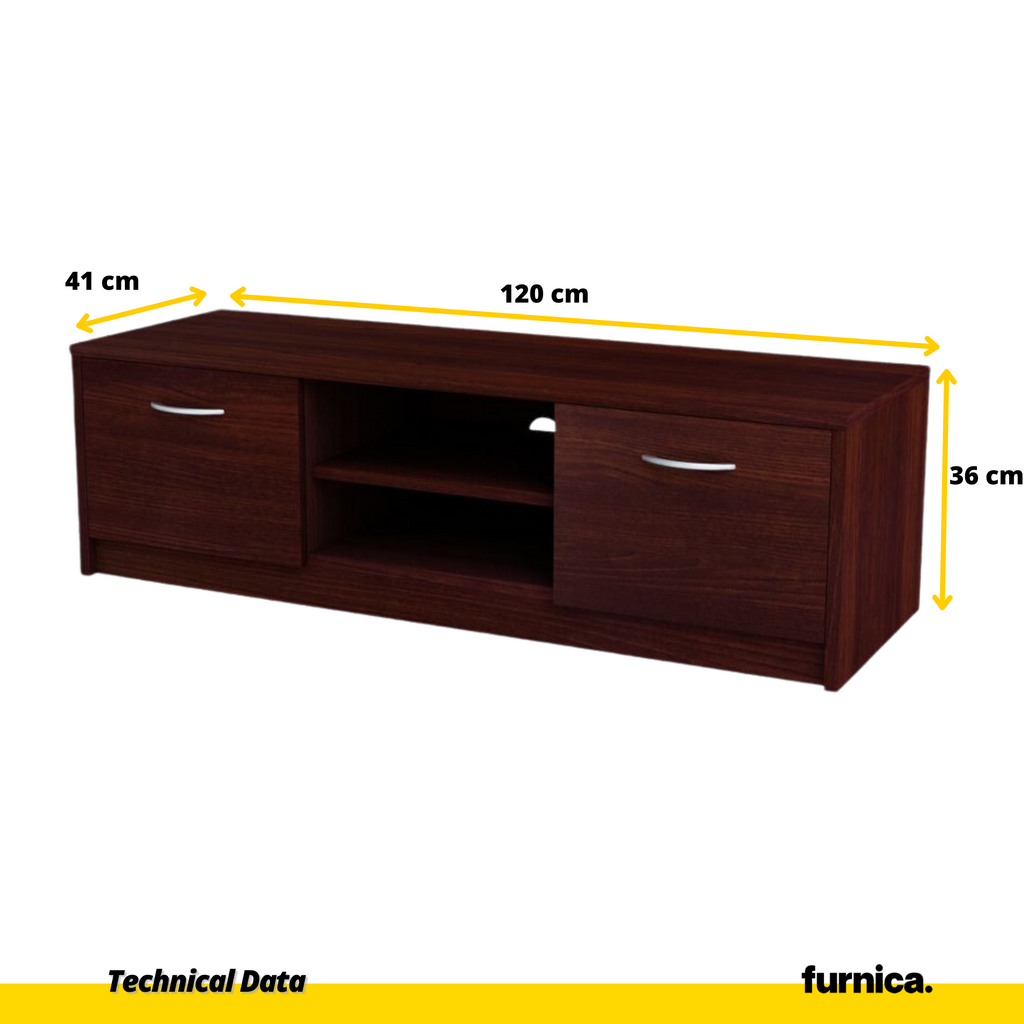 GRACE - TV stojan s 2 dveřmi a 1 poličkou - Wenge H36cm W120cm D41cm