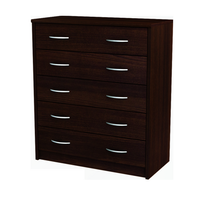 JULIA - Komoda se 5 šuplíky - Skříň na uložení oblečení do ložnice - Wenge - V85cm Š74cm H35cm
