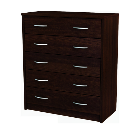 JULIA - Komoda se 5 šuplíky - Skříň na uložení oblečení do ložnice - Wenge - V85cm Š74cm H35cm