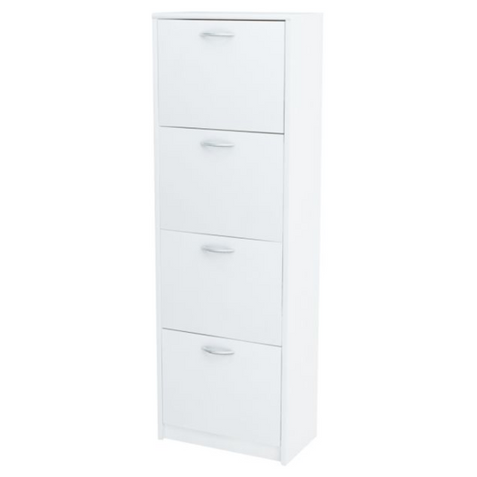 JULIA - Botník na boty - 4 patra úložného prostoru - bílý matný povrch H152cm Š50cm Hl28cm