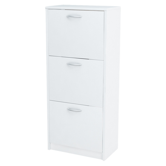 JULIA - Botník na boty - 3 patra úložného prostoru - bílý matný povrch H116cm Š50cm Hl28cm