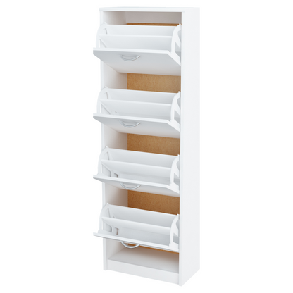 JULIA - Botník na boty - 4 patra úložného prostoru - bílý matný povrch H152cm Š50cm Hl28cm