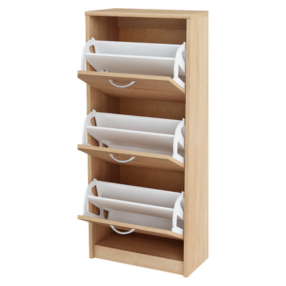 JULIA - Botník na boty - úložný prostor se 3 patry - Sonoma dub - Výška 116 cm, šířka 50 cm, hloubka 28 cm.