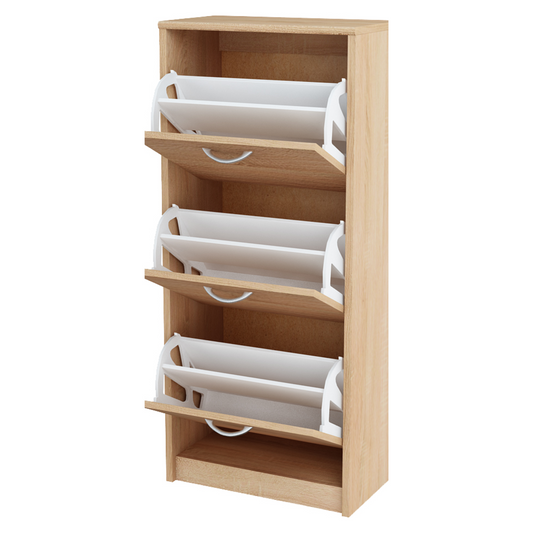 JULIA - Botník na boty - úložný prostor se 3 patry - Sonoma dub - Výška 116 cm, šířka 50 cm, hloubka 28 cm.