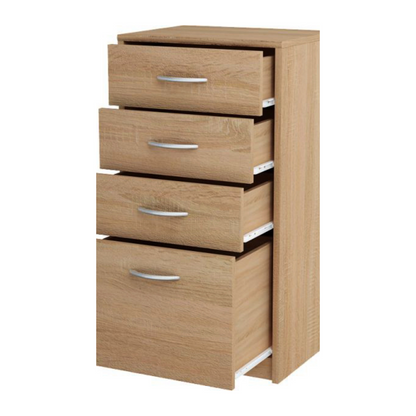 JULIA - Komoda se 4 zásuvkami - Skříň na uložení oblečení do ložnice - Sonoma dub - V85cm Š45cm H35cm