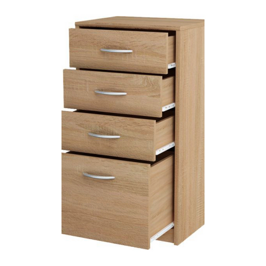 JULIA - Komoda se 4 zásuvkami - Skříň na uložení oblečení do ložnice - Sonoma dub - V85cm Š45cm H35cm