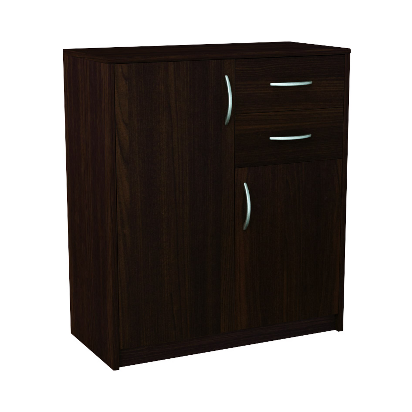 JULIA - Komoda se 2 šuplíky a 2 dveřmi - Skříň na oblečení do ložnice - Wenge - V85cm Š74cm H35cm