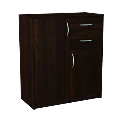 JULIA - Komoda se 2 šuplíky a 2 dveřmi - Skříň na oblečení do ložnice - Wenge - V85cm Š74cm H35cm