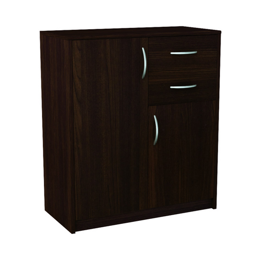 JULIA - Komoda se 2 šuplíky a 2 dveřmi - Skříň na oblečení do ložnice - Wenge - V85cm Š74cm H35cm