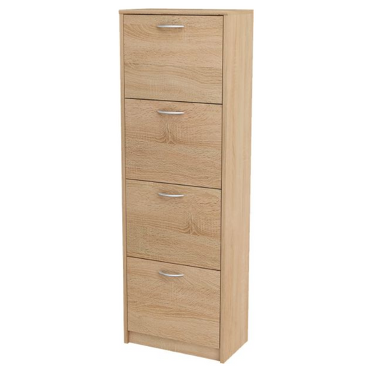 JULIA - Botník na boty - 4 patra úložného prostoru - Sonoma dub - Výška 152 cm, šířka 50 cm, hloubka 28 cm.