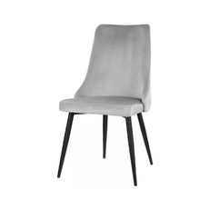 FRANCESCO - Odolná sametová židle s čalouněním z veluru a černými kovovými nohami - šedá