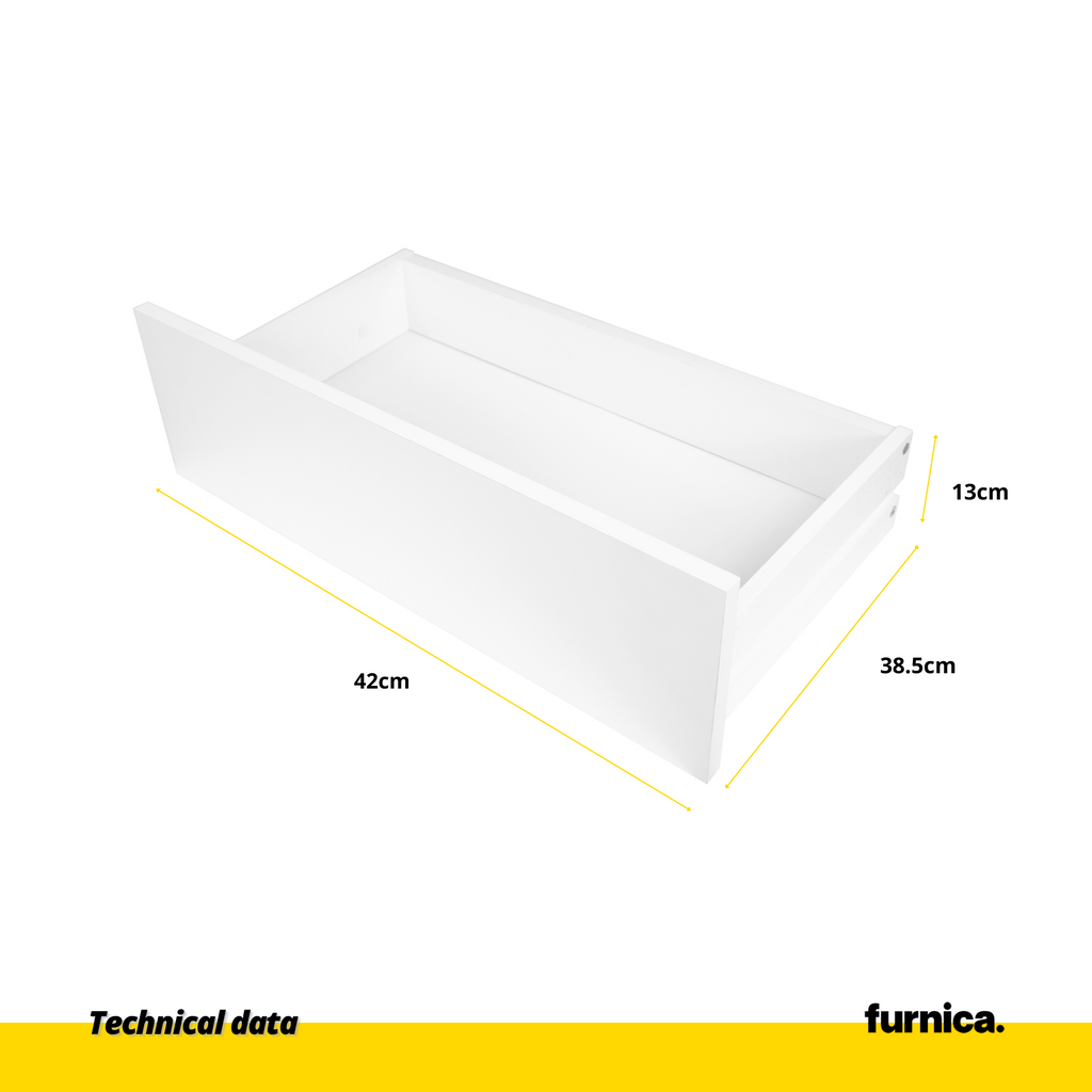 INGRID - Skandinávská komoda - 3 zásuvky, 2 dveře bílý mat / Wotan dub H75cm W150cm D45cm