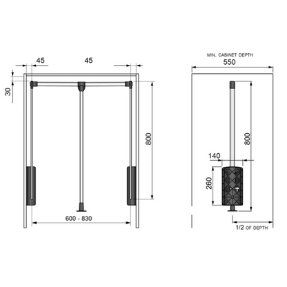 Výsuvná šatní tyč 600-830 mm (2) – Furnica