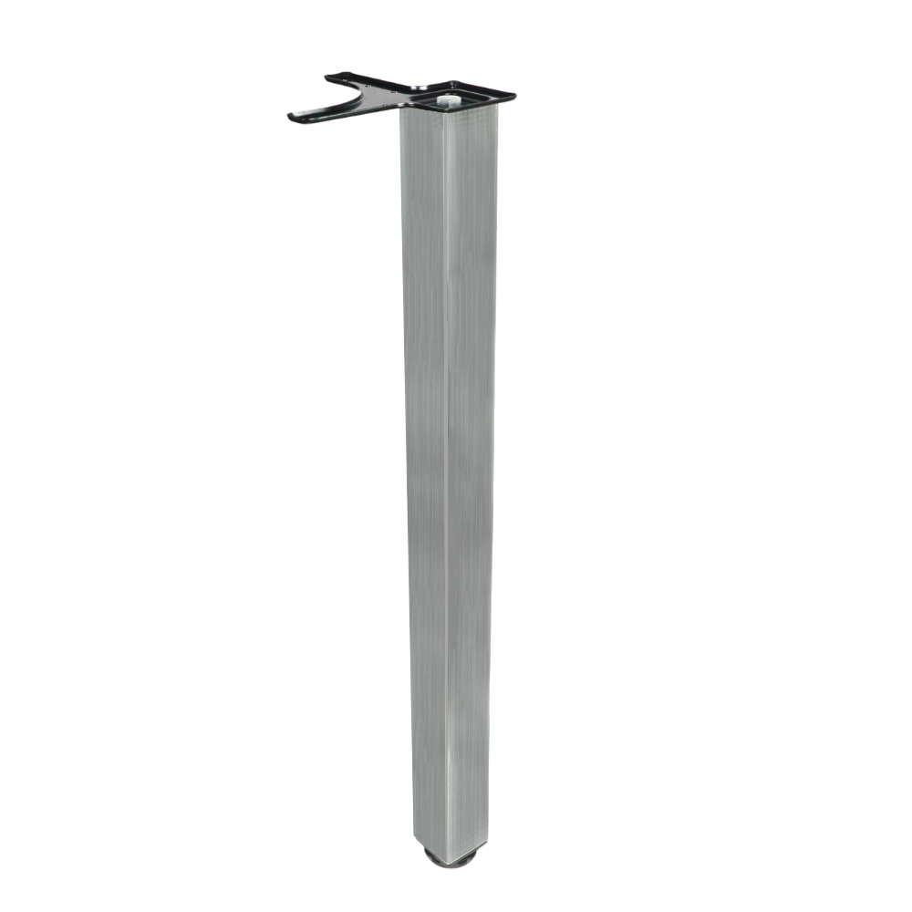 Čtvercová noha nábytku 710 mm, kartáčovaný nikl, montážní deska ZnAl