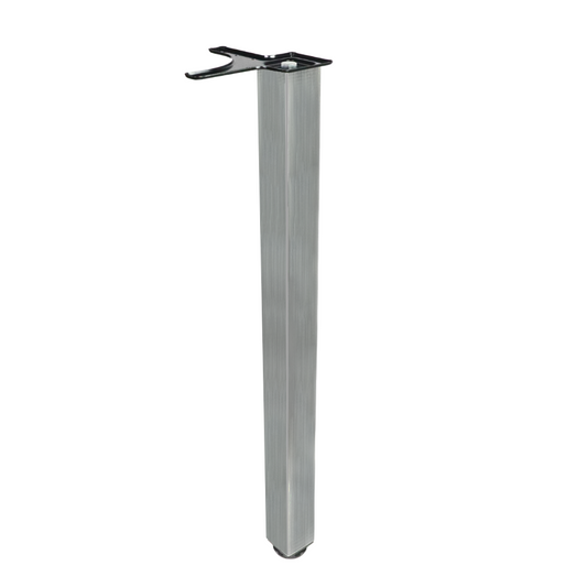 Čtvercová noha nábytku 710 mm, kartáčovaný nikl, montážní deska ZnAl