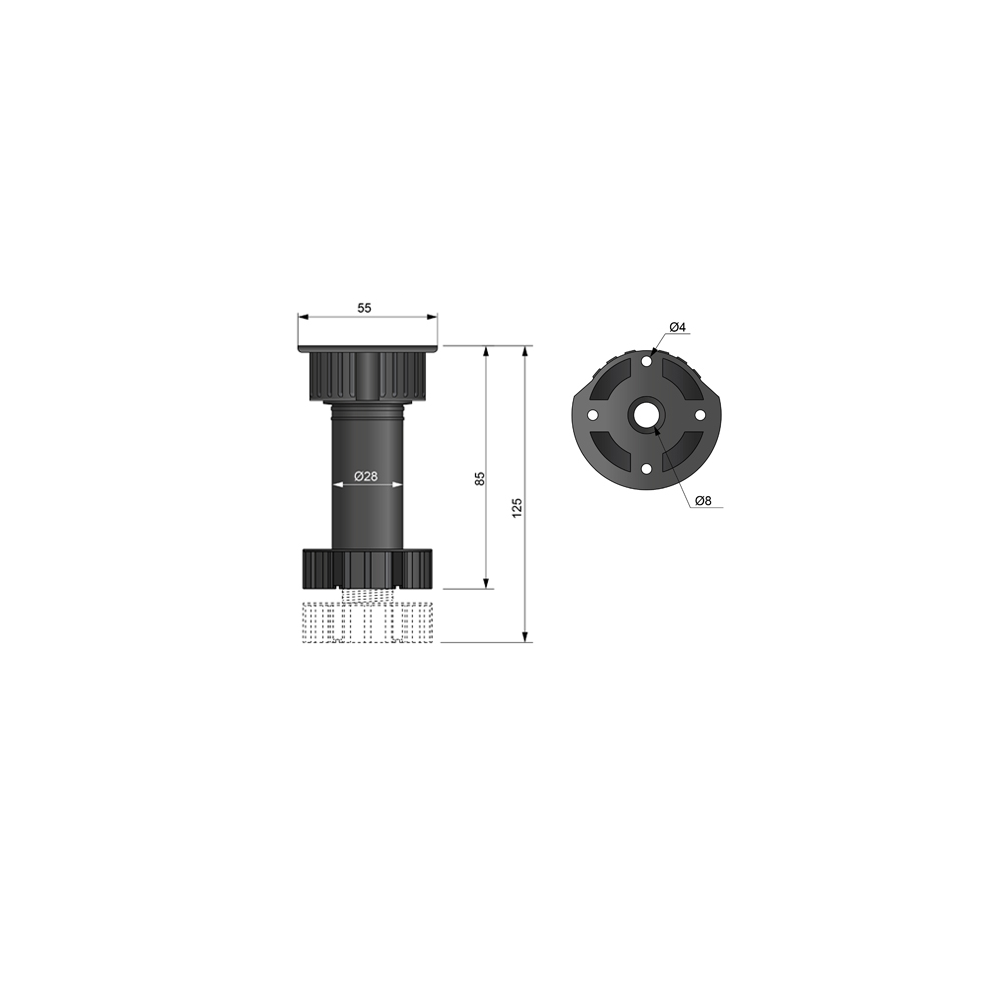 Kuchyňská skříňka noha 100 mm - černá (2) – Furnica