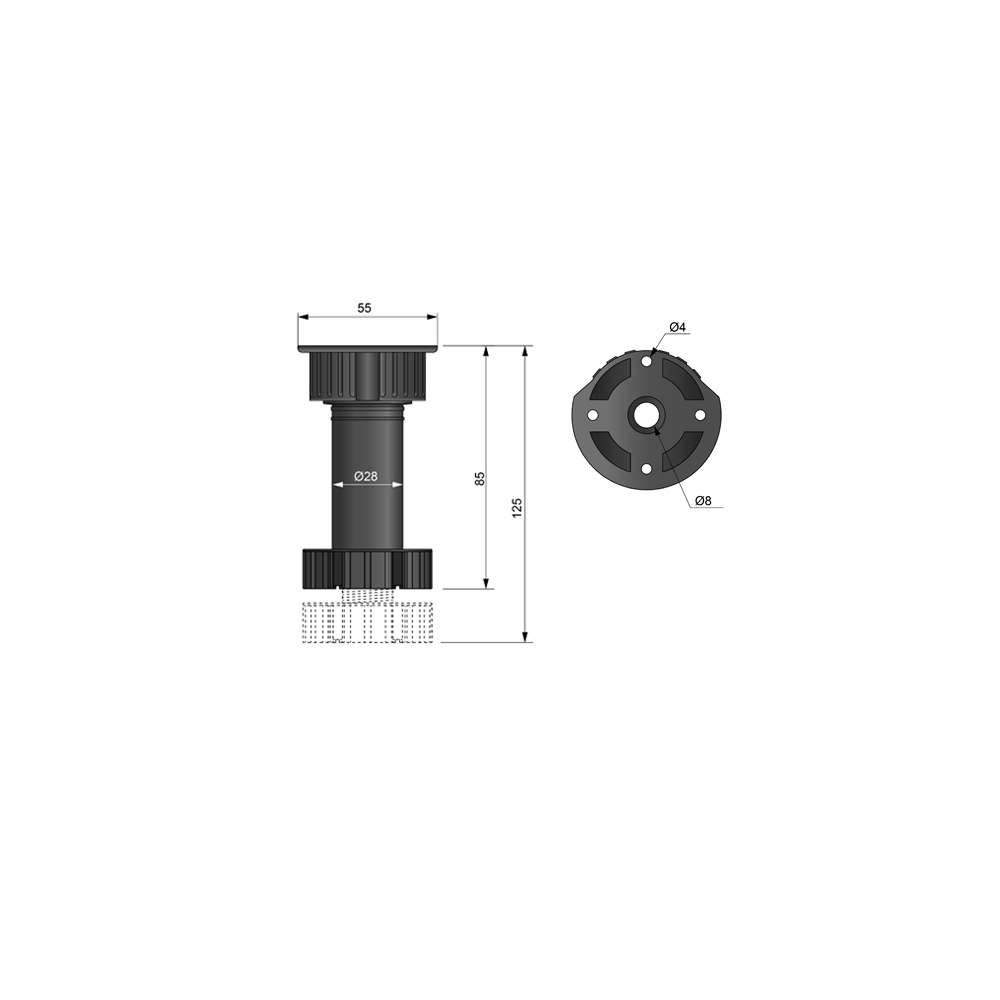 Kuchyňská skříňka noha 100 mm - černá