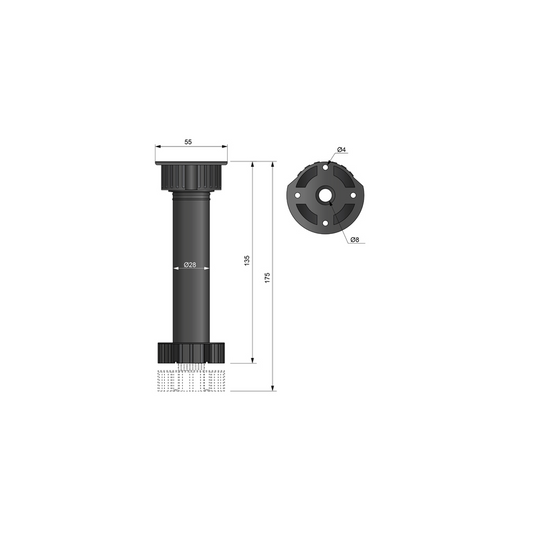 Kuchyňská skříňová noha 150 mm - černá (2) – Furnica