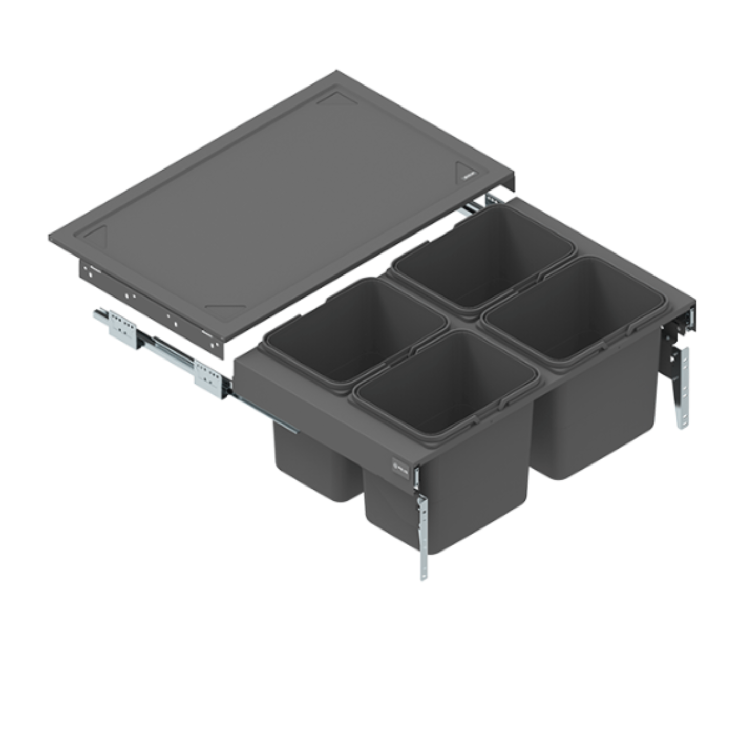 Koš na tříděný odpad s tlumeným zavíráním - 4x15 l nebo 4x20 l - skříňka 80 cm