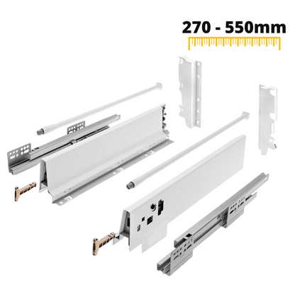 Sada systému zavírání zásuvek s tlumením, VYSOKÁ, V: 185 mm, bílá (4) – Furnica