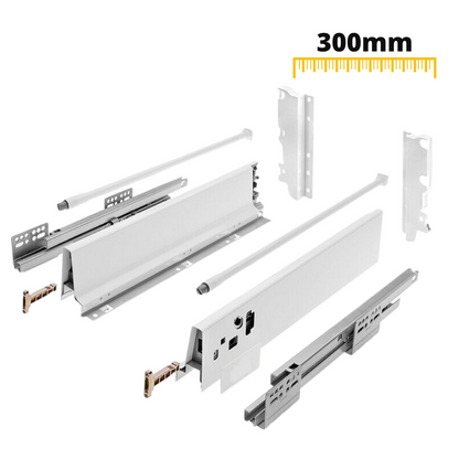Sada systému zavírání zásuvek s tlumením, VYSOKÁ, V: 185 mm, bílá – 300mm – Furnica