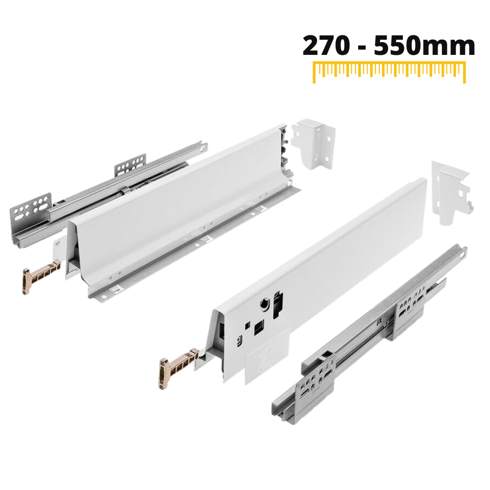 Sada systému zavírání zásuvek s tlumením, NÍZKÝ, V: 68 mm, Bílá (4) – Furnica