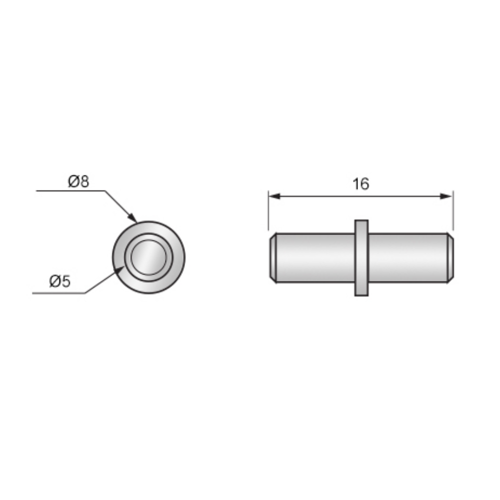 Podpěrný kolík na poličku Ø5mm (100 ks)
