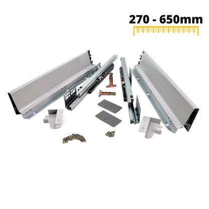 Sada systému zavírání zásuvek s tlumením, NÍZKÝ, V: 68 mm, stříbrná (4) – Furnica