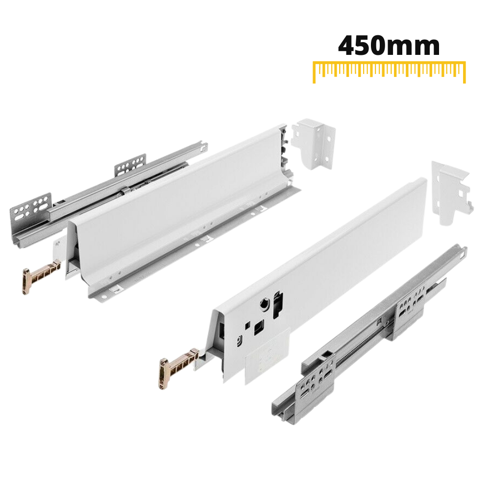 Systém zavírání zásuvky s tlumením, NÍZKÝ, V: 68 mm, Bílý 450 mm