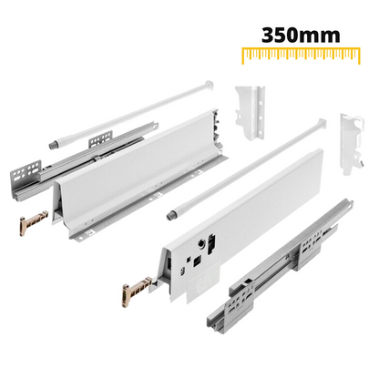 Sada systému zavírání zásuvek s tlumením, STŘEDNÍ, V: 142 mm, Bílá (7) – Furnica