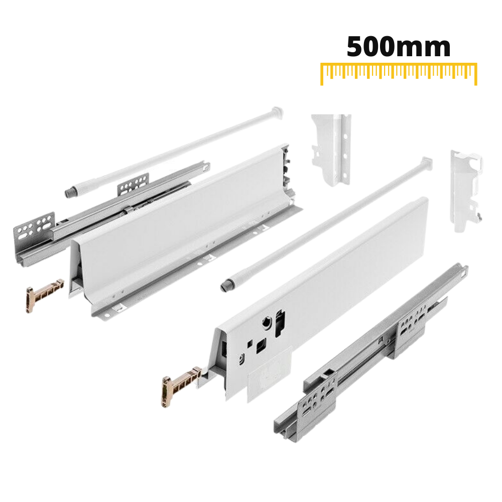 Sada systému zavírání zásuvek s tlumením, STŘEDNÍ, V: 142 mm, Bílá (10) – Furnica