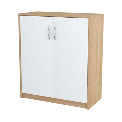 JULIA - Skříň s policemi - 2 dveře - Sonoma dub / bílý matný - V85cm Š74cm H35cm