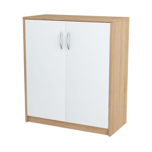 JULIA - Skříň s policemi - 2 dveře - Sonoma dub / bílý matný - V85cm Š74cm H35cm