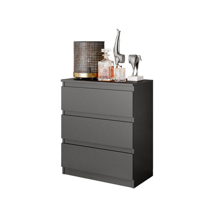 GABRIEL - Komoda se 3 zásuvkami - Skříň na oblečení do ložnice - Antracit - H72cm Š60cm D33cm