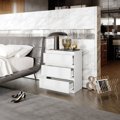 GABRIEL - Komoda se 3 zásuvkami - Skříň na oblečení do ložnice - Bílá matná - H72cm Š60cm D33cm (3)